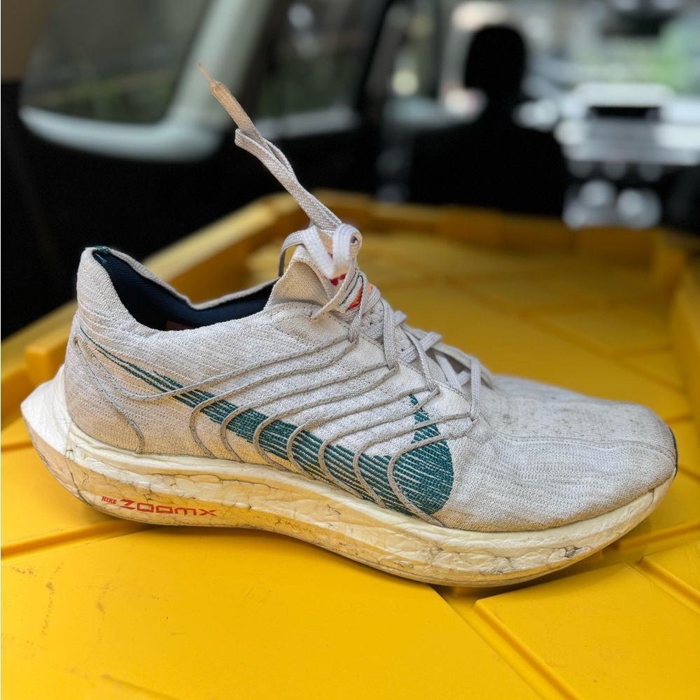 Nike ZoomX White and Green Athletic Shoes